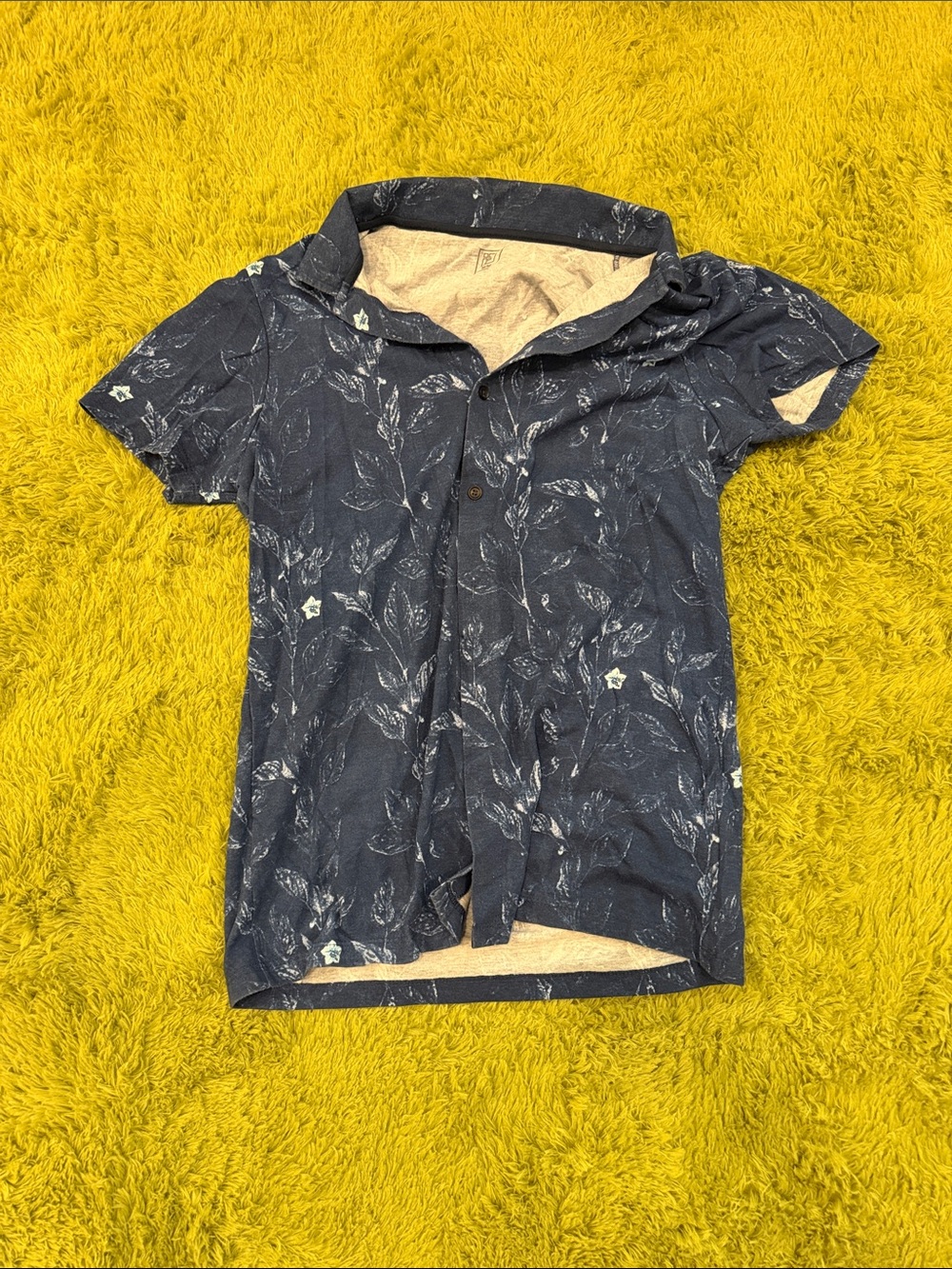 Men's Navy Floral Short Sleeve Button Shirt